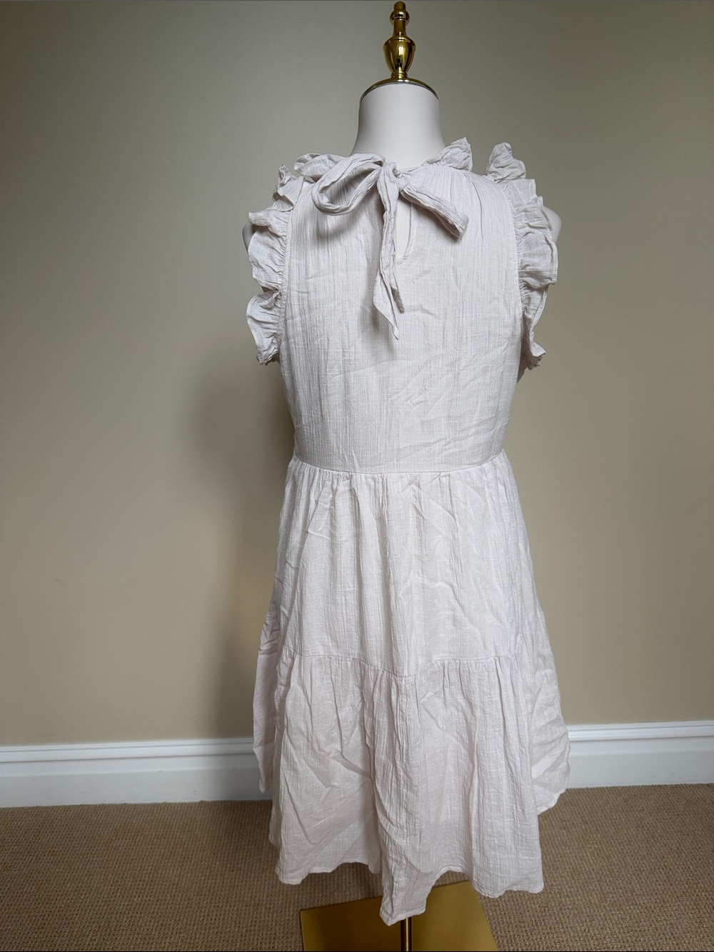 AURA Cream Cotton Ruffle Tiered Midi Dress Size M Cottagecore - Picture 4 of 6